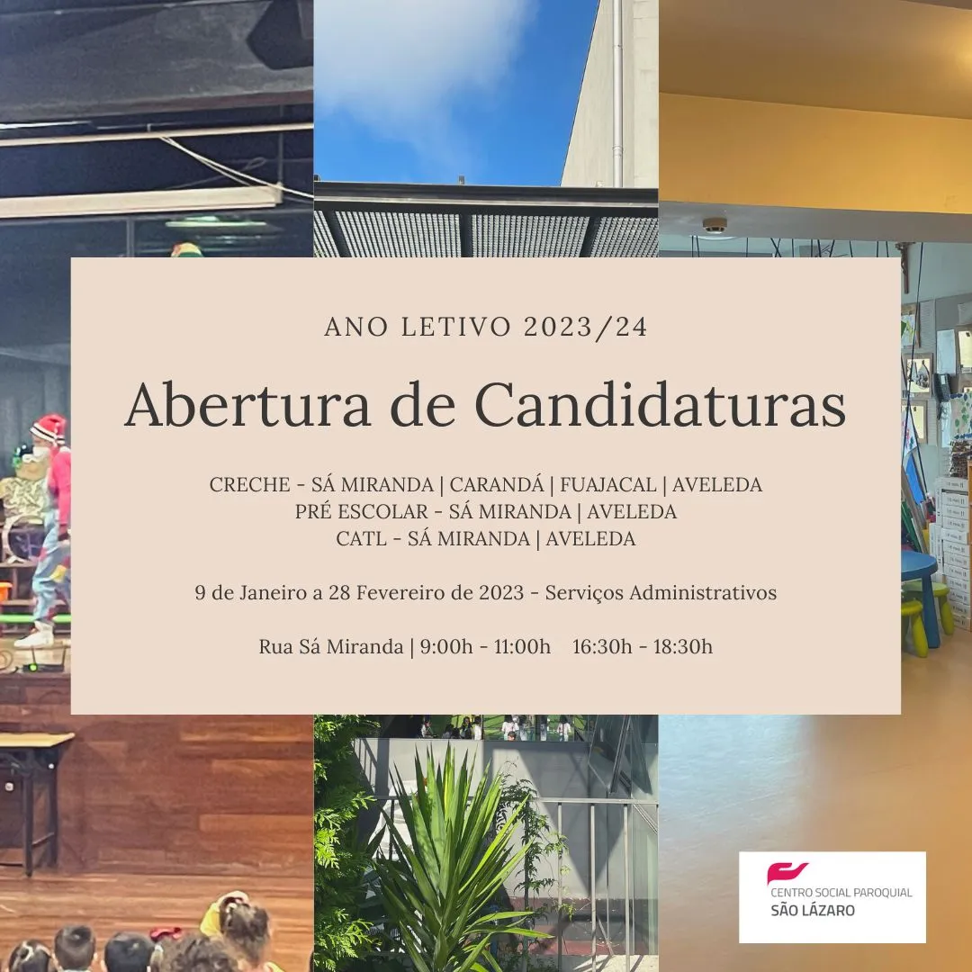 Abertura de Candidaturas Ano Letivo 2023/24